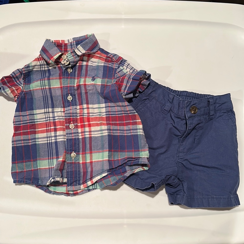 Ralph Lauren Boys 6M Polo & Blue Shorts